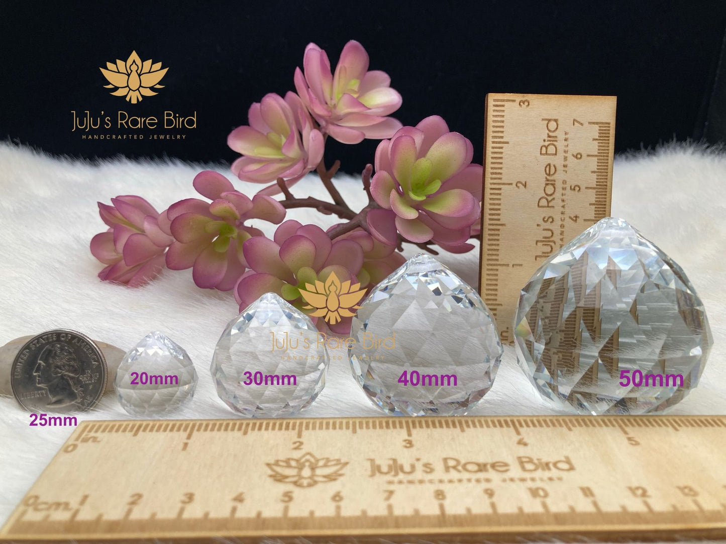 Personalized Sun Catcher Prism with birthstone, hand-stamped message.