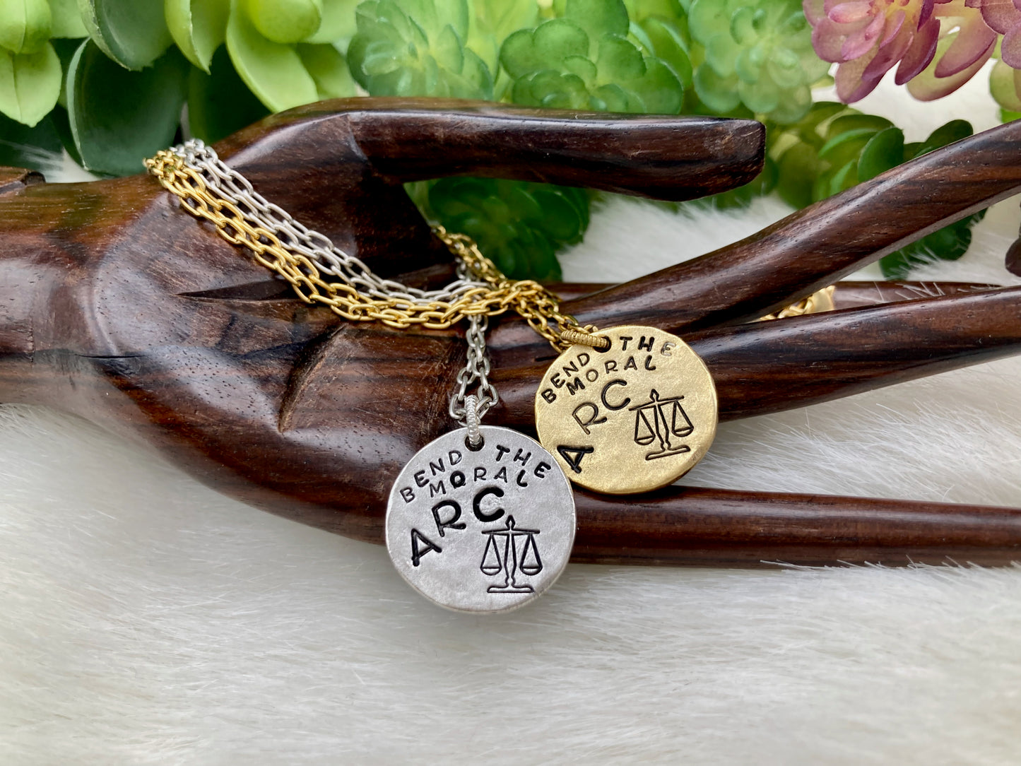 "Bend the Moral Arc" Necklace in silver or gold