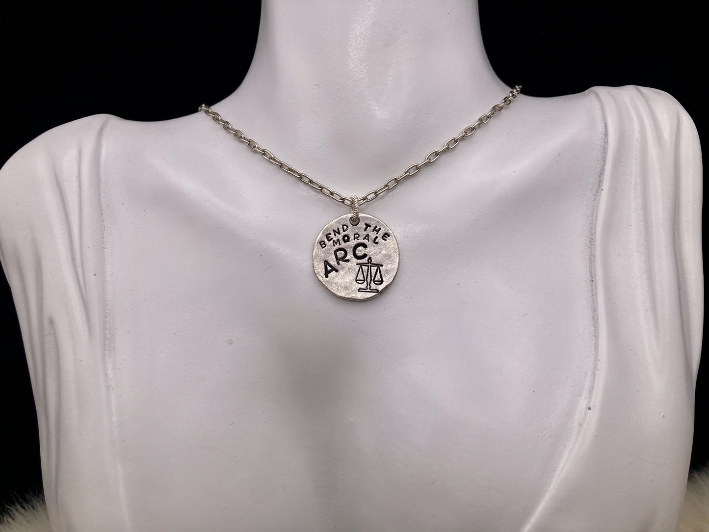 "Bend the Moral Arc" Necklace in silver or gold