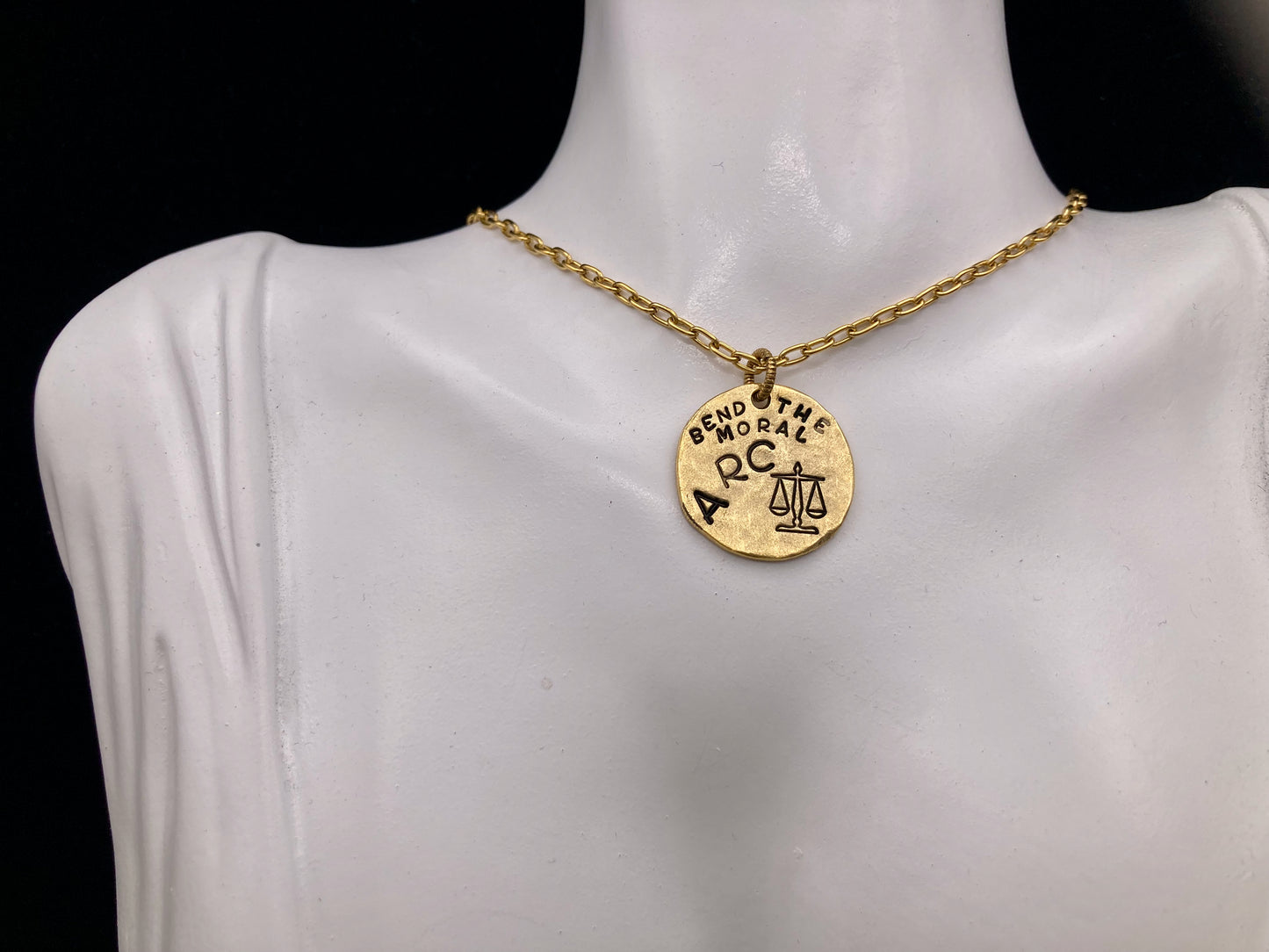 "Bend the Moral Arc" Necklace in silver or gold