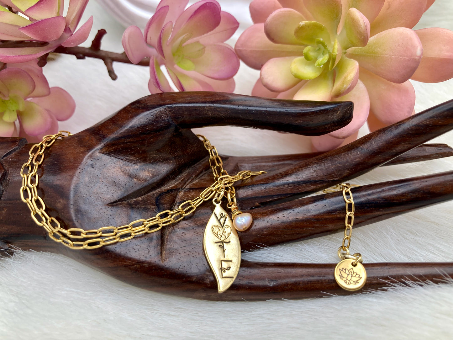 "Vote" Earth Necklace with pearl or crystal, in gold or silver