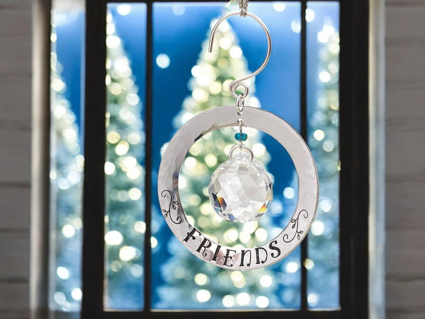 Any Single Word, Name, or Date Hand-Stamped on Custom Sun Catcher Ornament