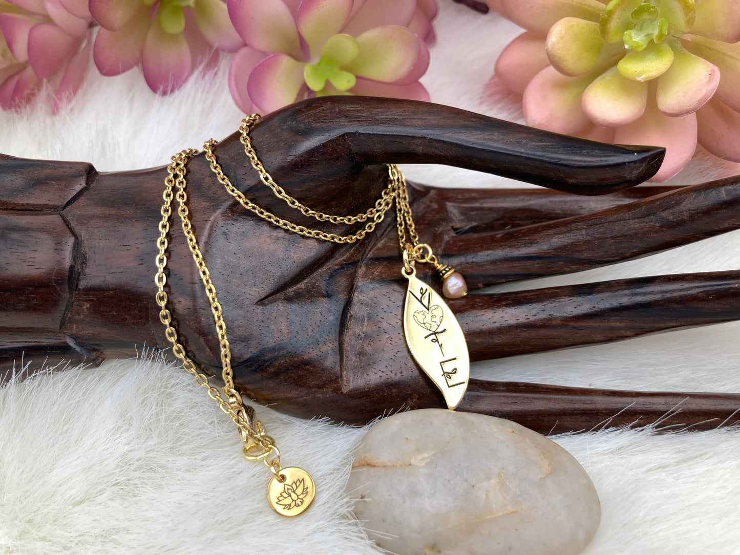 "Vote" Earth Necklace with pearl or crystal, in gold or silver