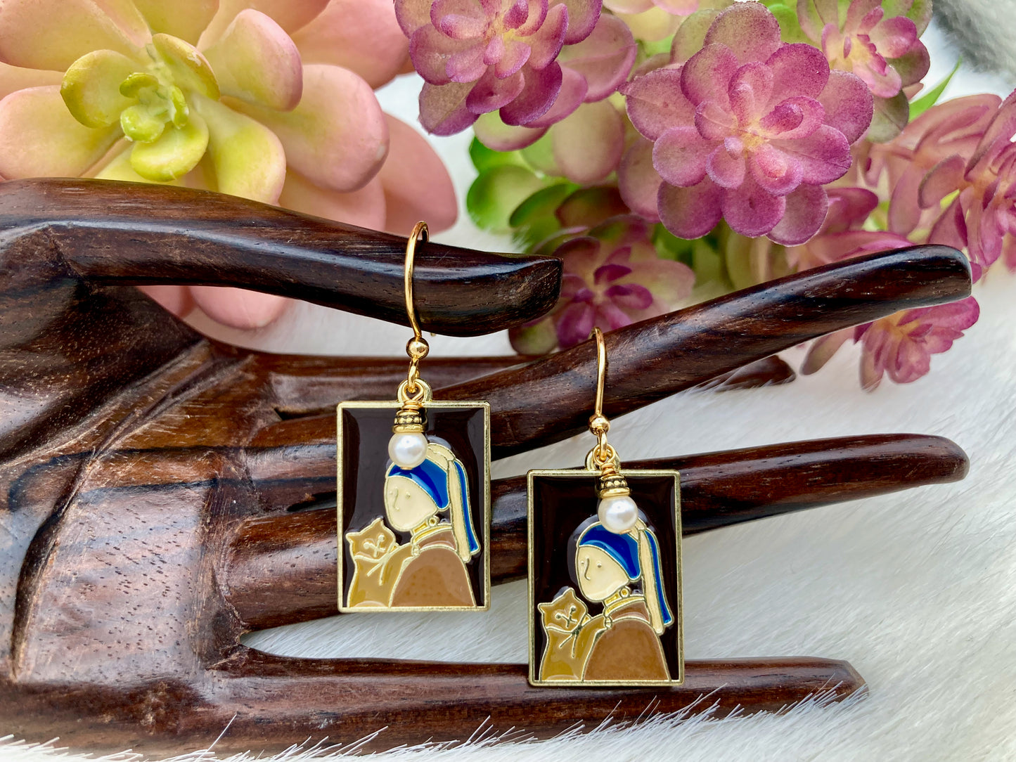 Vermeer's Cat Lady Earrings