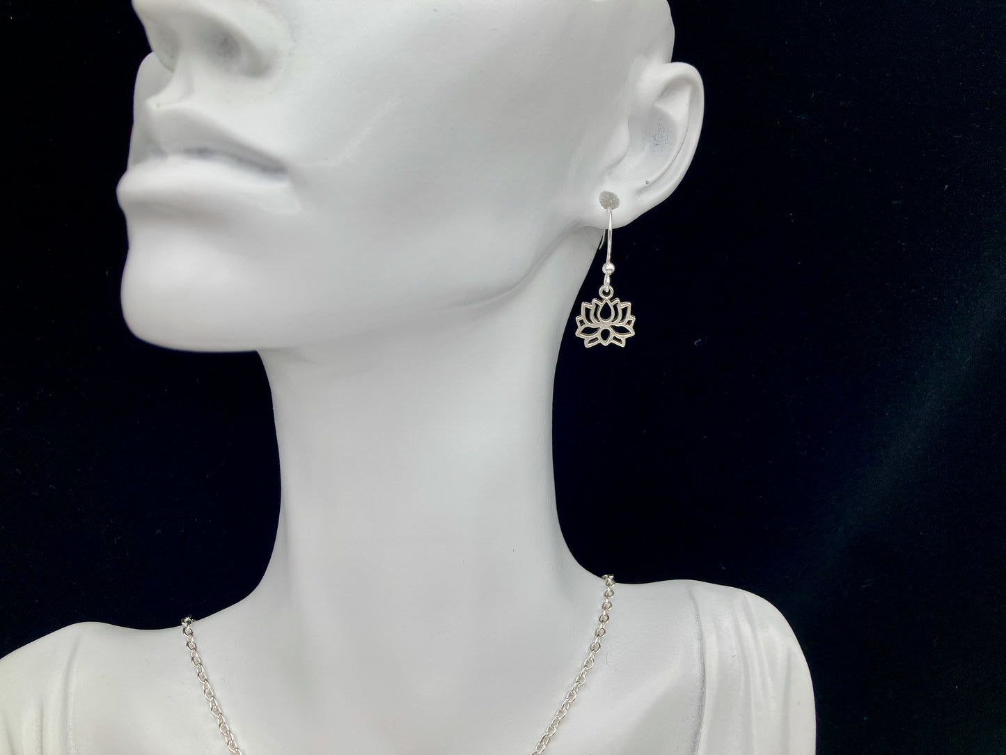 Lotus Earrings and Necklace with Pearl or Crystal