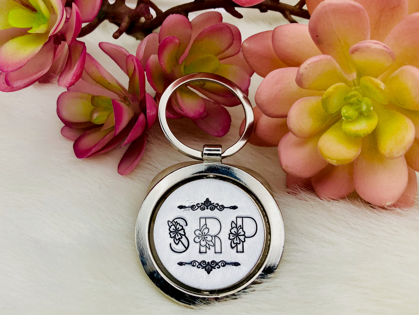 Monogram Keychain: double-sided spinner