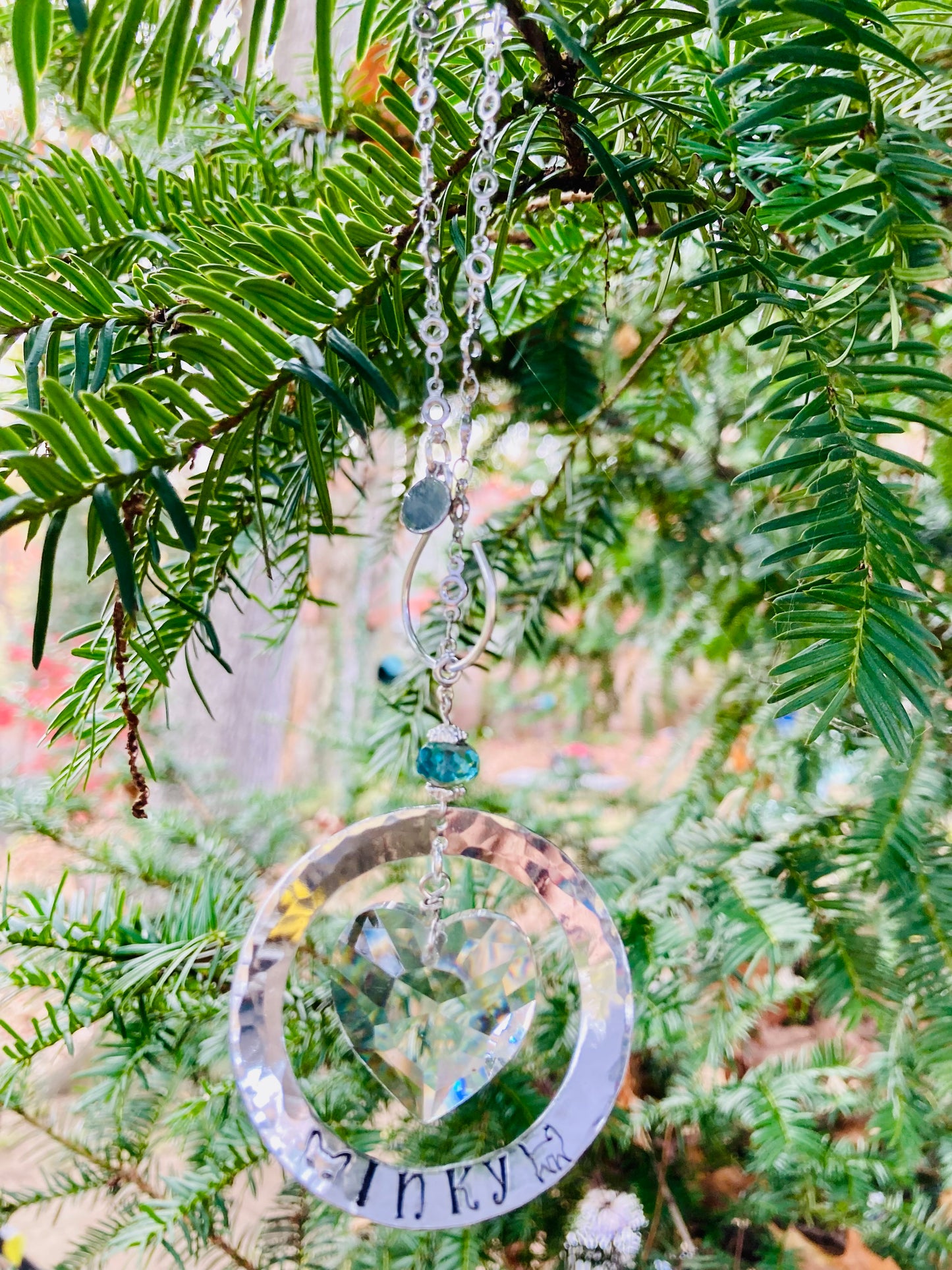 Any Single Word, Name, or Date Hand-Stamped on Custom Sun Catcher Ornament