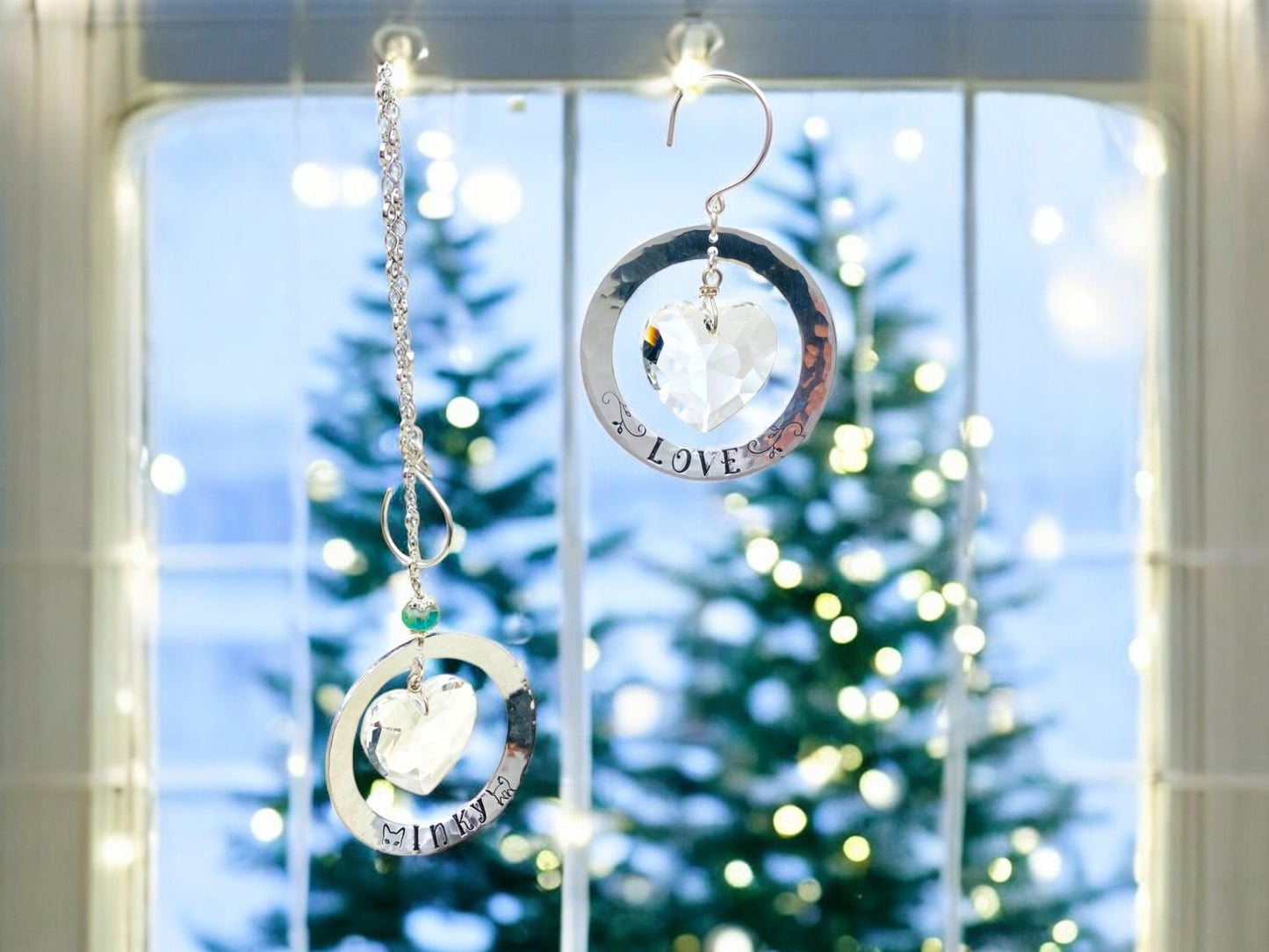 Any Single Word, Name, or Date Hand-Stamped on Custom Sun Catcher Ornament