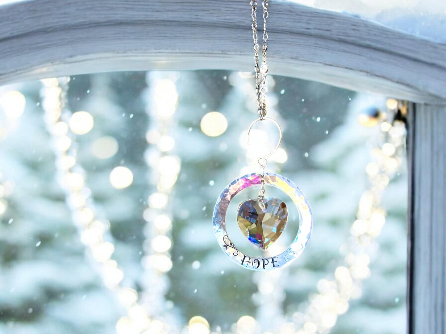 Any Single Word, Name, or Date Hand-Stamped on Custom Sun Catcher Ornament