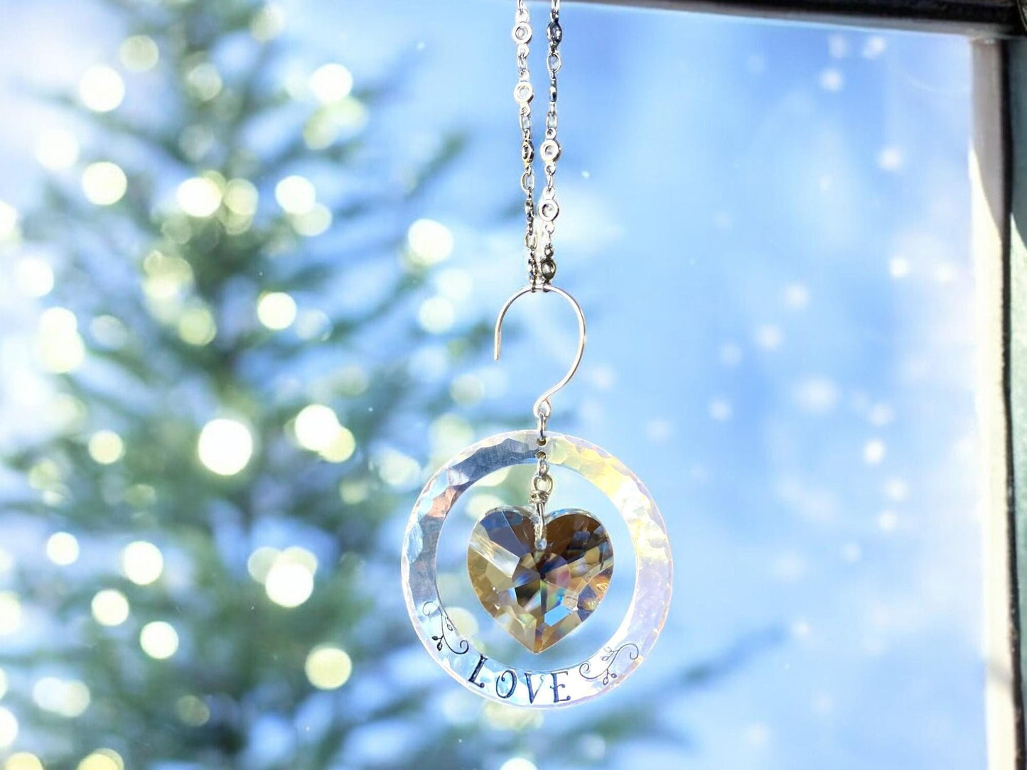 Any Single Word, Name, or Date Hand-Stamped on Custom Sun Catcher Ornament